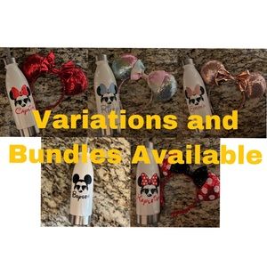 Disney Minnie Mouse Plastic Water Bottle with Red Minnie Ears